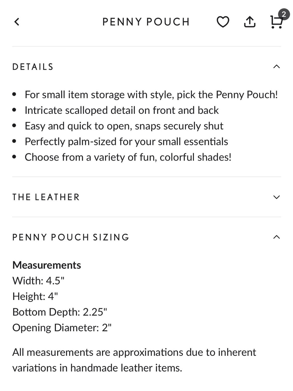 Portland Leather sugar snap penny pouch - Picture 5 of 5